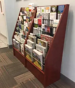 New Design Book Store Magazin Display Racks Broschüren halter Stand Zeitungs ständer Holz Bücherregal