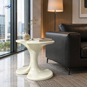 ML Coastal Luxe Side Table Modern <b>Plastic</b> Outdoor Patio Living Room Balcony Furniture White - Product Image 5