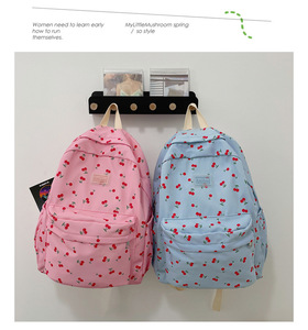 Ba lô học sinh thời trang <span class=keywords><strong>hot</strong></span> <span class=keywords><strong>sale</strong></span>, unisex, in logo tùy chỉnh nhiều màu, họa tiết cherry hồng - Product Image 5