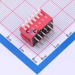 DP-06-R-T DIP Switch Through hole Component (THT) Switch Piano Key Single Pole Single Throw 6 2.54mm - Product Image 1
