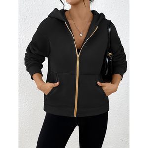 Women's <b>Zip</b> <b>Up</b> Hoodie Fleece Lined <b>Cropped</b> Sweatshirt Y2K Oversized Fall Jacket - Product Image 5