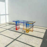 Décoration moderne au design simple table d'entrée en acrylique de couleur dégradée transparente bureau long en acrylique d'intérieur de luxe