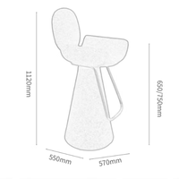 Tabouret de bar en tissu minimaliste de luxe léger, chaise haute design pour extérieur, salon, comptoir, bar, hôtel, bureau, pub
