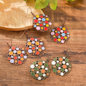 Geometric <b>Drop</b> Earrings Alloy Antique <b>Bronze</b> Plated Bohemia Style Women's Party Jewelry - Product Image 1