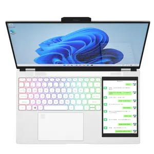 15.6 + 7 inch Dual Screen Laptop Win 11 Quad Core Computer DDR4 16GB 2TB SSD Student Laptop For Online Teaching