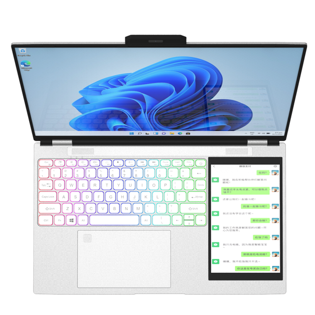 15.6 + 7 Inch Dual Screen Laptop Win 11 Quad Core Computer DDR4 16GB 2TB SSD Student Laptop for Online Teaching