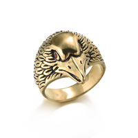 Bague pour homme de style rétro hip-hop et dominant, avec grande face d'animal élaborée, fabriquée à Guangzhou