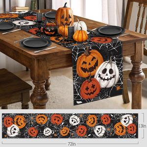 Pour transfrontalière Halloween citrouille fantôme tissé résistant à l'huile Polyester/coton chemin de Table maison fête décoration cuisine araignée - Product Image 3
