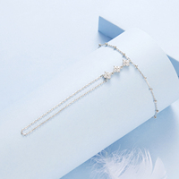 925 Sterling Silber Lange Blumen-Quasten-Kettenring-Armbänder für Damen mit AAA Zirkonia, lange Gliederringe, Bohemian Schmuck BSB202