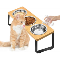 Bois acier inoxydable chauffé chiens oiseau chat lapin animal de compagnie villa maison mangeoires d'eau support de bol d'alimentation