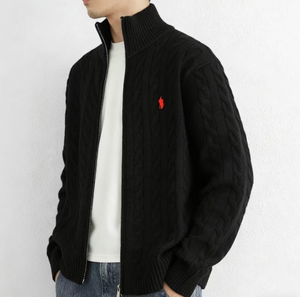 <span class=keywords><strong>Pull</strong></span> en maille de luxe de fabrication originale, lourd, à fermeture éclair 1/4, cardigan jacquard personnalisé, <span class=keywords><strong>pull</strong></span> oversize pour <span class=keywords><strong>homme</strong></span> - Product Image 2