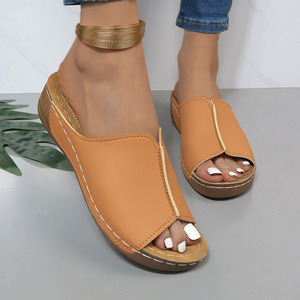 Comfortable One-Step Fashion Slippers for Ladies New Fish Mouth Large Slope Heel Platform Simple Lightweight <b>Sandals</b> for Women - Product Image 5