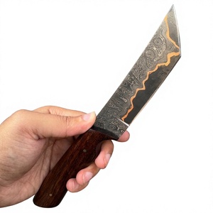 Couteau en acier Damas forgé à la main avec manche en bois, personnalisable, pour la chasse, le camping et la survie - Product Image 2