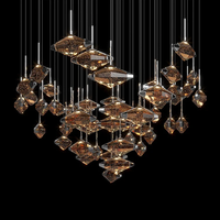 Lustre suspendu en cristal et métal doré de style nordique moderne, luminaire de luxe pour salon, décoration intérieure