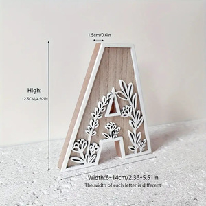 Decoraciones de letras de madera para el hogar, 4 piezas, diseño floral, estilo rústico, para decoración de pared de boda en el hogar - Product Image 2