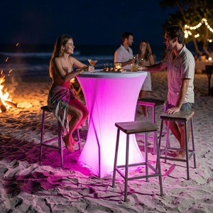 Tavolo da Cocktail Circolare LED Portatile di Alta Qualità 80cm, Tavolo Pieghevole da Campeggio, Adatto per Attività all'Aperto - Product Image 4