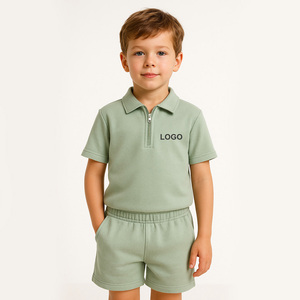 Conjunto de Polo e Shorts Infantil com Logo Personalizado Direto da Fábrica Roupa de Verão para Crianças OEM/ODM Camiseta e Bermuda para Meninos Atacado - Product Image 1