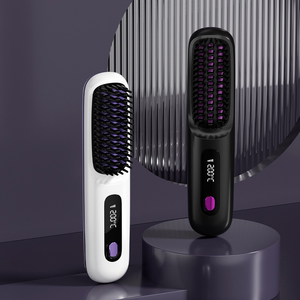 Brosse/Peigne Lisseur Électrique Professionnel Sans Fil avec Écran LCD et Ions Négatifs, Rechargeable et Portable - Product Image 1