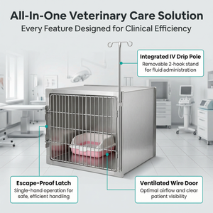 La soluzione definitiva per gli ospedali veterinari, un ambiente sicuro e molto spazioso con la nostra gabbia in acciaio inossidabile per gatti di alta qualità. - Product Image 3