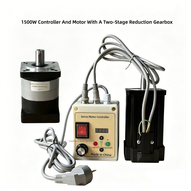 1500W High Power Servo Geared Motor Kit 2-Stage Gear Reducer Digital Speed Controller Low Speed Large Torque Industrial