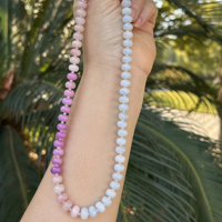 Collier en perles de morganite délicat avec de vraies perles, collier en pierres naturelles fait à la main pour femmes et hommes, cadeau