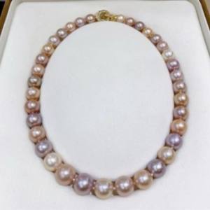 Collar de Perlas de Agua Dulce Naturales de Color Crema Mixto de 10-13 mm, Redondas, Ligeramente Imperfectas, Venta al por Mayor - Product Image 2