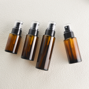 Hot Amber <strong>Glass</strong> Pump <strong>Bottles</strong> Flat Shoulder Refillable Spray <strong>Bottle</strong> for Serum Essential Oil Perfume Lotion <strong>30ml</strong> 40ml 60ml - Product Image 6