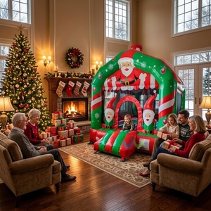 Château gonflable de Noël avec Père Noël, en bâche PVC commerciale, pour location de fêtes d'hiver - Product Image 2