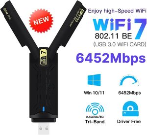 Tốc Độ Cao Wifi <span class=keywords><strong>7</strong></span> 6500M USB 3.0 Adapter Miễn Phí Điều Khiển Thẻ Không Dây Cho <span class=keywords><strong>Windows</strong></span> 11/10 Bên Ngoài Máy Tính Để Bàn/Máy Tính Xách Tay Mạng - Product Image 2