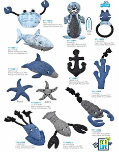 מיחזור PET חומר אוקיינוס כוכב ים צורת כלב צעצוע ממולא צעצועים לחיות מחמד