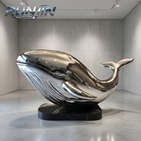 Sculpture de dauphin moderne en acier inoxydable soudé, poli miroir, grande décoration de luxe pour extérieur et bord de piscine, avec dimensions personnalisées