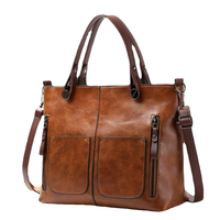Sac fourre-tout rétro en PU grande capacité 2026 pour femme, style européen et américain, étanche avec fermeture éclair, bandoulière unique, nouveauté