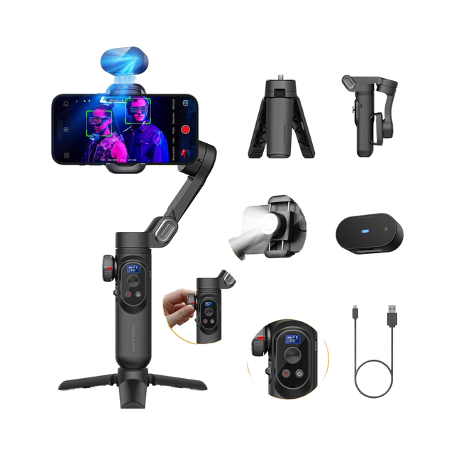 AOCHUAN Professional Video Vlog Travel Mobile Phone Gimbal Stabilizer Smart XE AI FaceTracking 3-Axis 360 Rotation Made Plastic