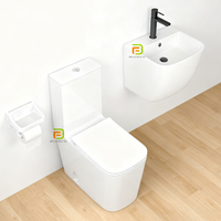 Sanitaire Suites Carré Une Pièce Toilette et Mur Accroché Lavabo Évier Céramique Eau Placard Wc Toilette Ensemble pour Salle De Bains Hôtel