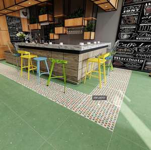 Carreaux de porcelaine antidérapants durables, aspect terrazzo moderne et coloré, vert gazon mat, pour revêtement mural et sol intérieur, boutique - Product Image 4