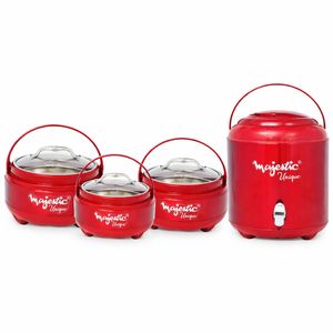 Ensemble chauffe-plats et rafraîchisseur d'eau isotherme unique en acier inoxydable – Pot de service thermique à double paroi avec couvercle - Product Image 1