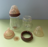 Biberon anti-colique pour nouveau-né sans BPA à fond large en verre imprimé en silicone avec capuchon 0-12 mois