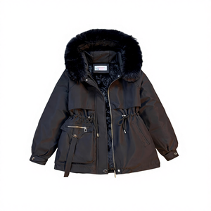 Abrigo Cálido de Invierno para Mujer H-2553, Nuevo Estilo con Cuello de Pelo Grande, Abrigo de Una Pieza con Interior de Terciopelo, Versátil y a la Moda - Product Image 2