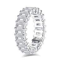 Bague de fiançailles et de mariage en diamant synthétique de laboratoire taille émeraude pour femme, or blanc 14 carats, clarté VS1, certification IGI