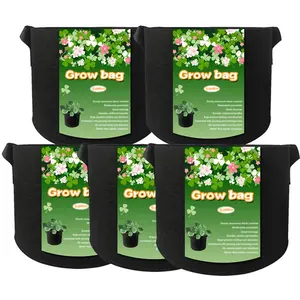 무료 샘플 5 갤런 성장 심기 가방 두꺼운 화분 부직포 성장 냄비 식물 직물 성장 가방 핸들