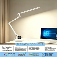 Lampe de bureau LED avec base en métal, pliable, commande tactile/télécommande, alimentation CA, protection des yeux, réglable pour le travail de bureau, la peinture, la conception graphique et le nail art