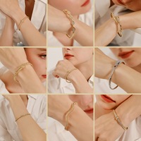 Vente en gros Bracelet à ongles haut de gamme pour femmes polyvalent léger luxe cuivre incrusté de zircon mode Bracelets à maillons de chaîne