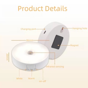 Luz con Sensor de Movimiento Humano, Recargable por USB, 800 mAh, Tamaño Mediano, LED Regulable, para Dormitorio, Escuela, Pared/Gabinete - Product Image 5