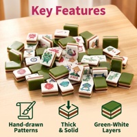 Tuiles de Mahjong en Acrylique Style Chinois, 4 Couches, Boîte en Carton Portable avec Fonction Musicale, Idéal pour le Divertissement à Domicile