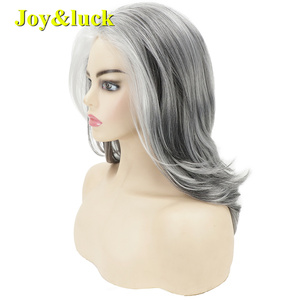 Parrucche grigie argento diritte naturali da <span class=keywords><strong>donna</strong></span> di prezzo all'ingrosso in vari colori le feste di moda usano parrucche sintetiche - Product Image 2