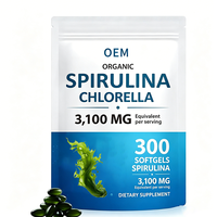 Complément Alimentaire Spiruline Chlorelle en Gélules Molles 3100mg Équivalent par Portion, 300 Gélules
