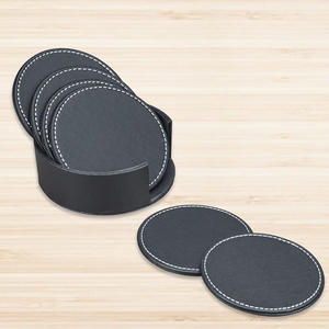 Leather <b>Coasters</b> for <b>Drinks</b>, <b>Drink</b> <b>Coasters</b> Set of 6 with Holder for Tabletop Protection, Handmade Luxurious Home Décor - Product Image 3
