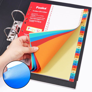 FOSKA-<span class=keywords><strong>Diviseur</strong></span> PP multicolore numéro 1-10 1-12 1-31 onglets en plastique pour reliure à anneaux 2/3/4 avec 11 trous pré-perforés - Product Image 4