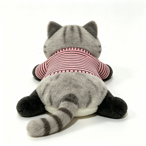 Customized Grey and white <b>cat</b> stuffed animal,Reclining <b>cat</b> <b>plush</b> toy,Soft <b>cat</b> body pillow, Fluffy tabby <b>cat</b> stuffed toy - Product Image 4