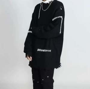 Pull en tricot de style raglan à la mode personnalisé Pull en tricot à manches longues pour hommes - Product Image 3